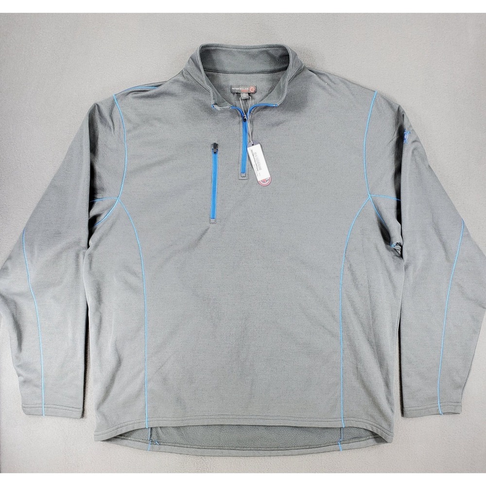 New Peter Millar Warmth 1/4 Zip Mens XL Smoke Gray Country Club Golf Logo Roland